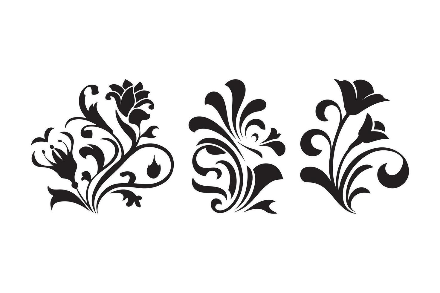Floral Ornament Design Black and White Decorative vector