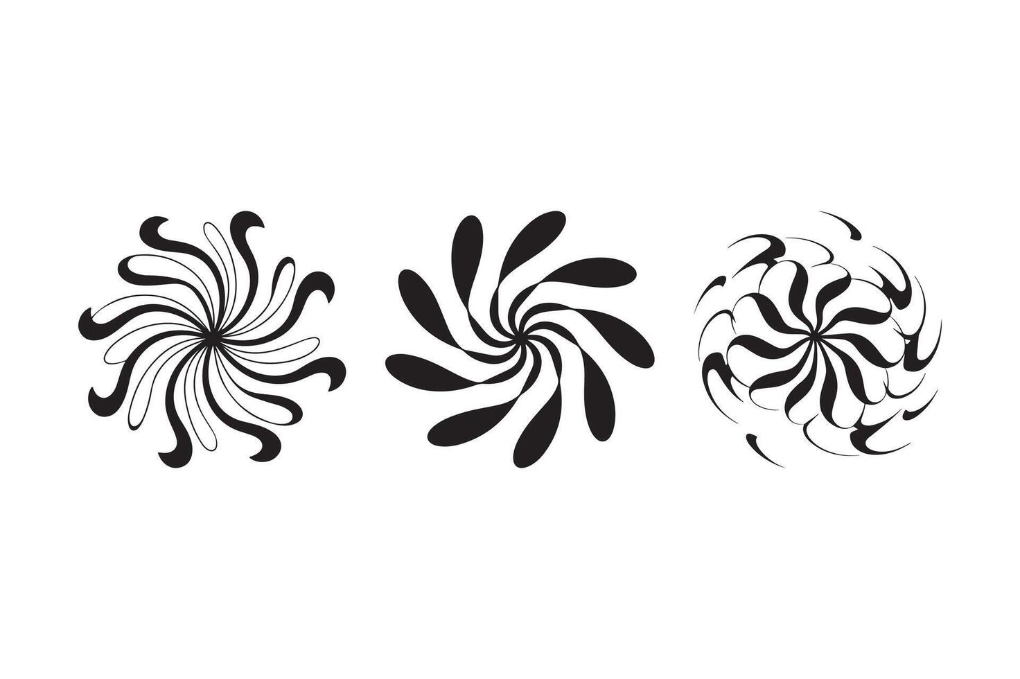 Abstract Floral Swirl Designs Black and White Aesthetic vector