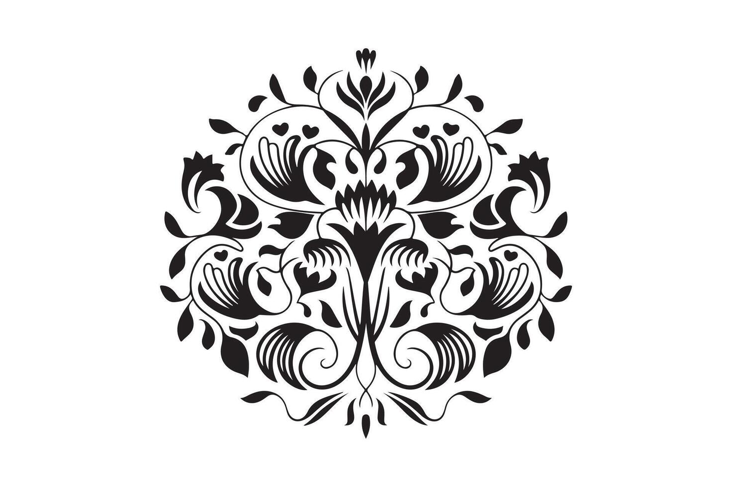 Intricate Floral Ornament Detailed Design with Botanical Elements vector