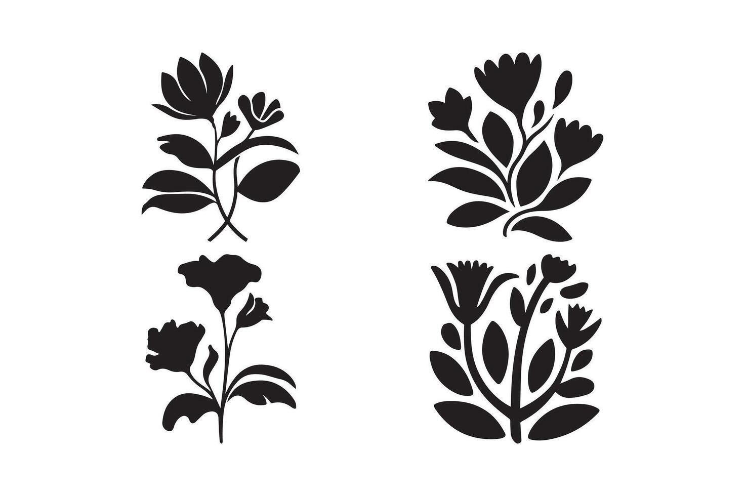 Floral Silhouette Elegant Black and White Flower Design vector
