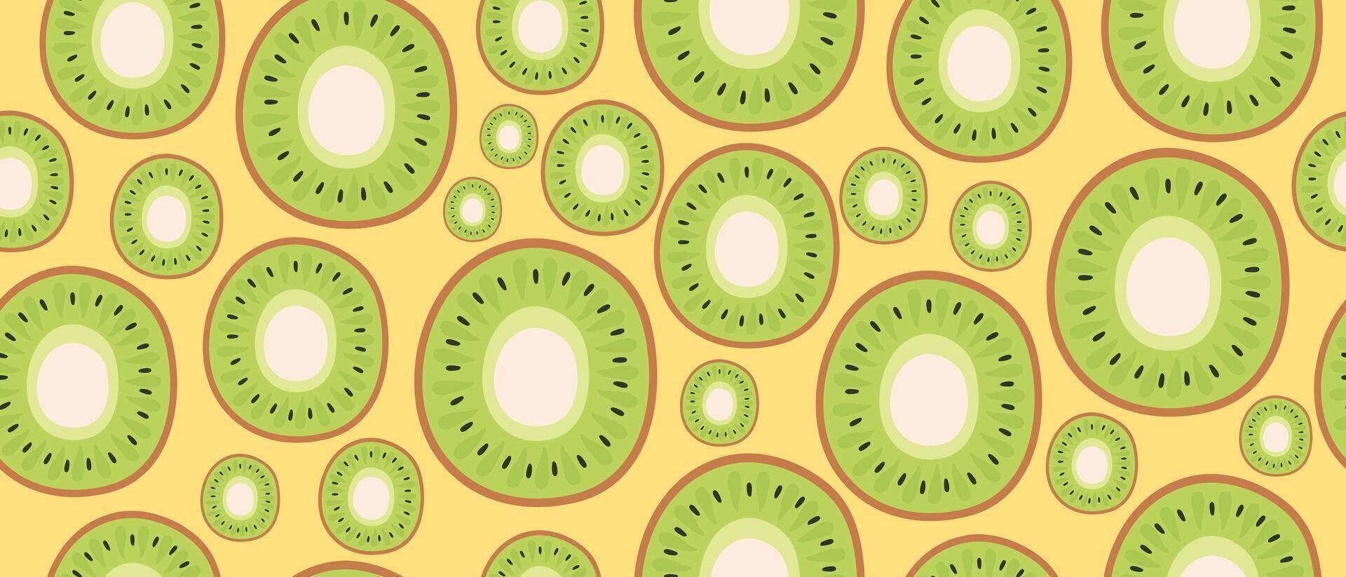 Bright creative pattern with kiwi, seamless tropical background. vector