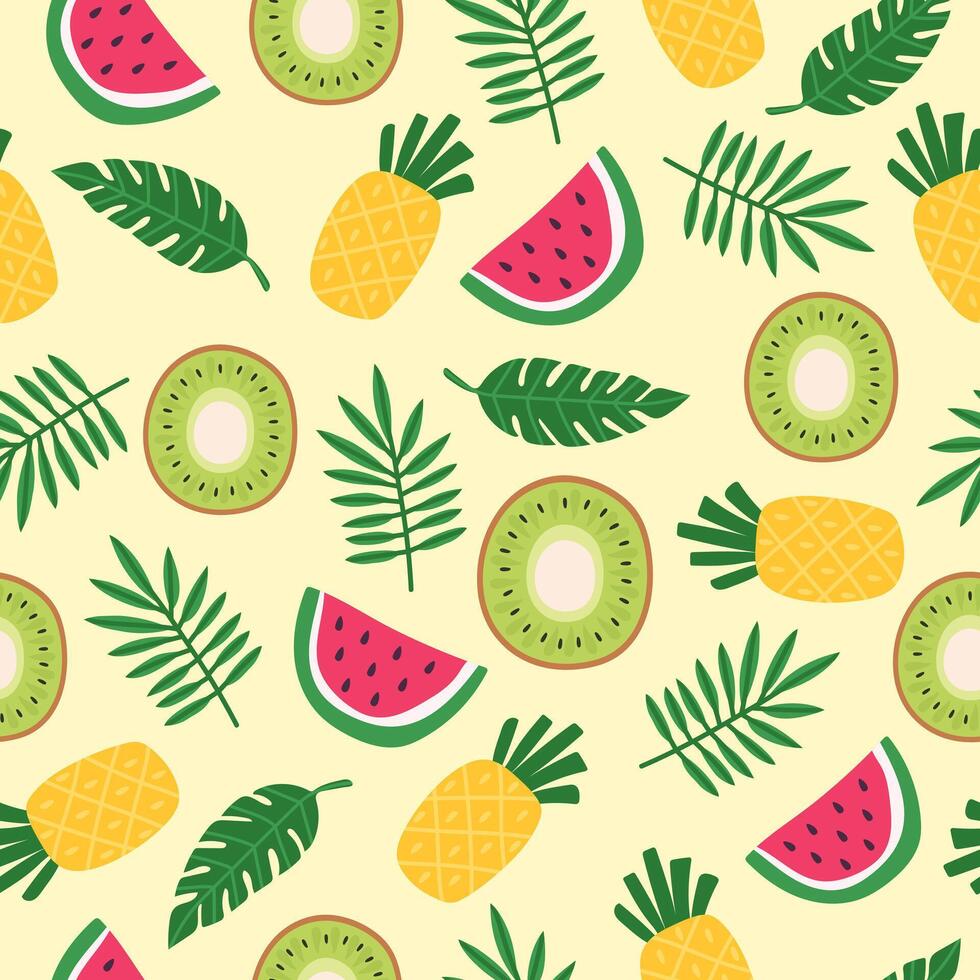 Seamless pattern of tropical fruits. Background for kitchen decor, paper, cover, textile, wallpaper. vector
