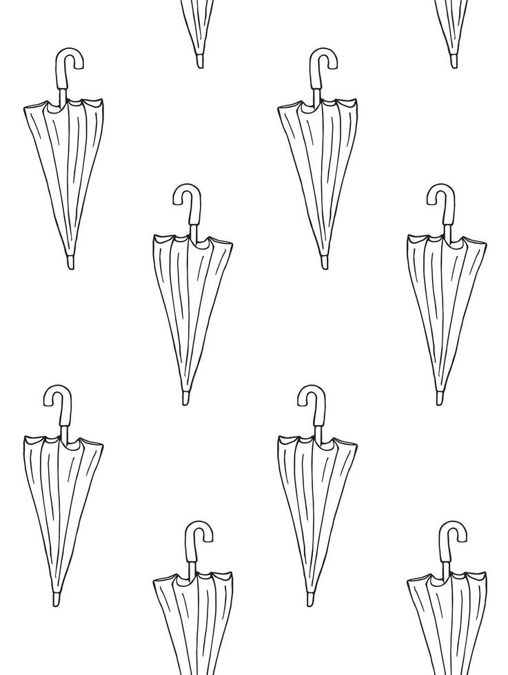 Seamless pattern of hand drawn doodle umbrellas vector