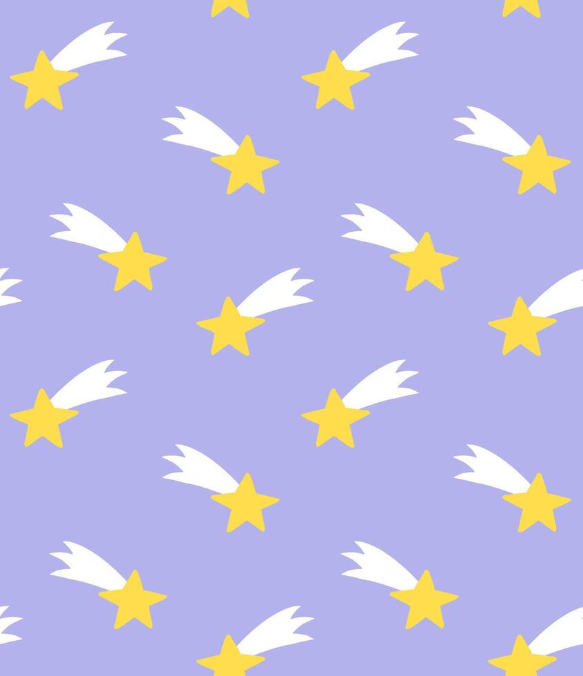 Seamless pattern of hand drawn doodle sketch colored flying star isolated on blue background vector