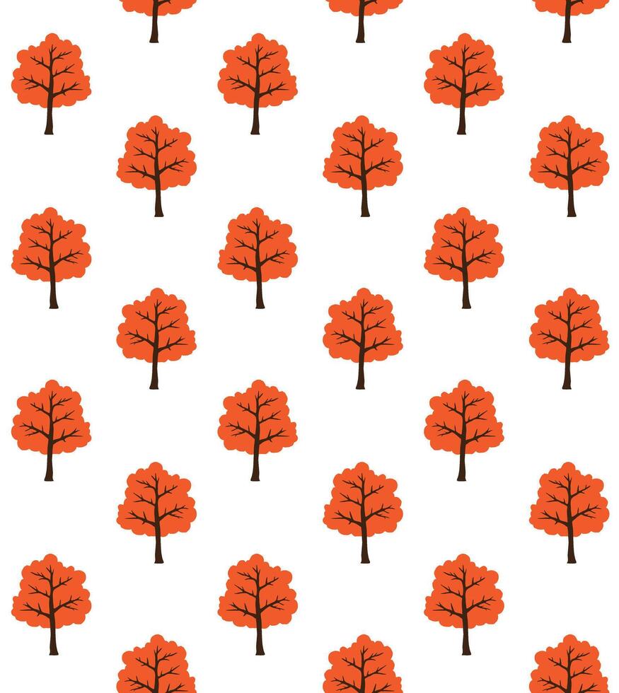 Seamless pattern of hand drawn doodle fall trees isolated on white background vector