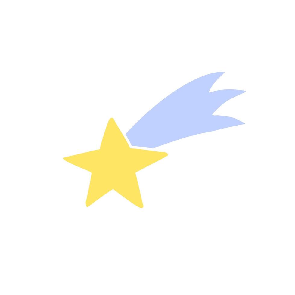 Hand drawn doodle sketch colored flying star isolated on white background vector
