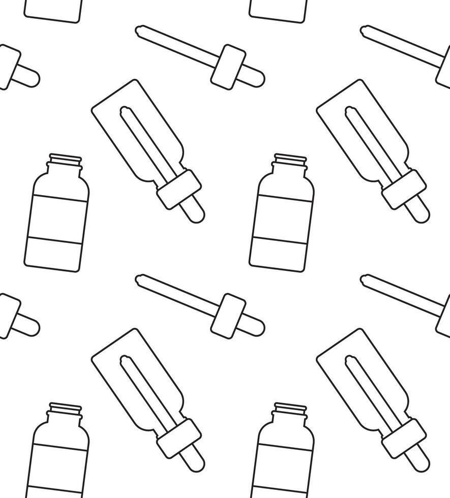 Seamless pattern of flat essence oil bottle isolated on white background vector