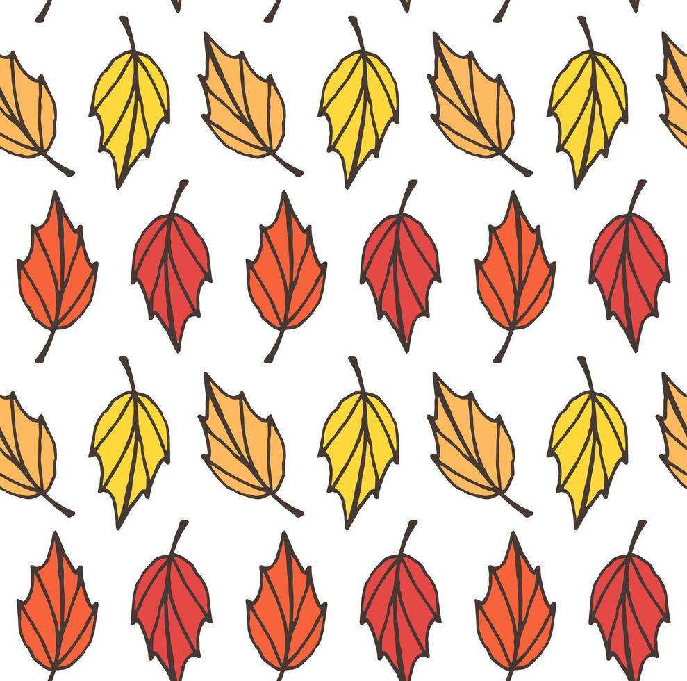 Seamless pattern of hand drawn sketch orange autumn leaves isolated on white background vector