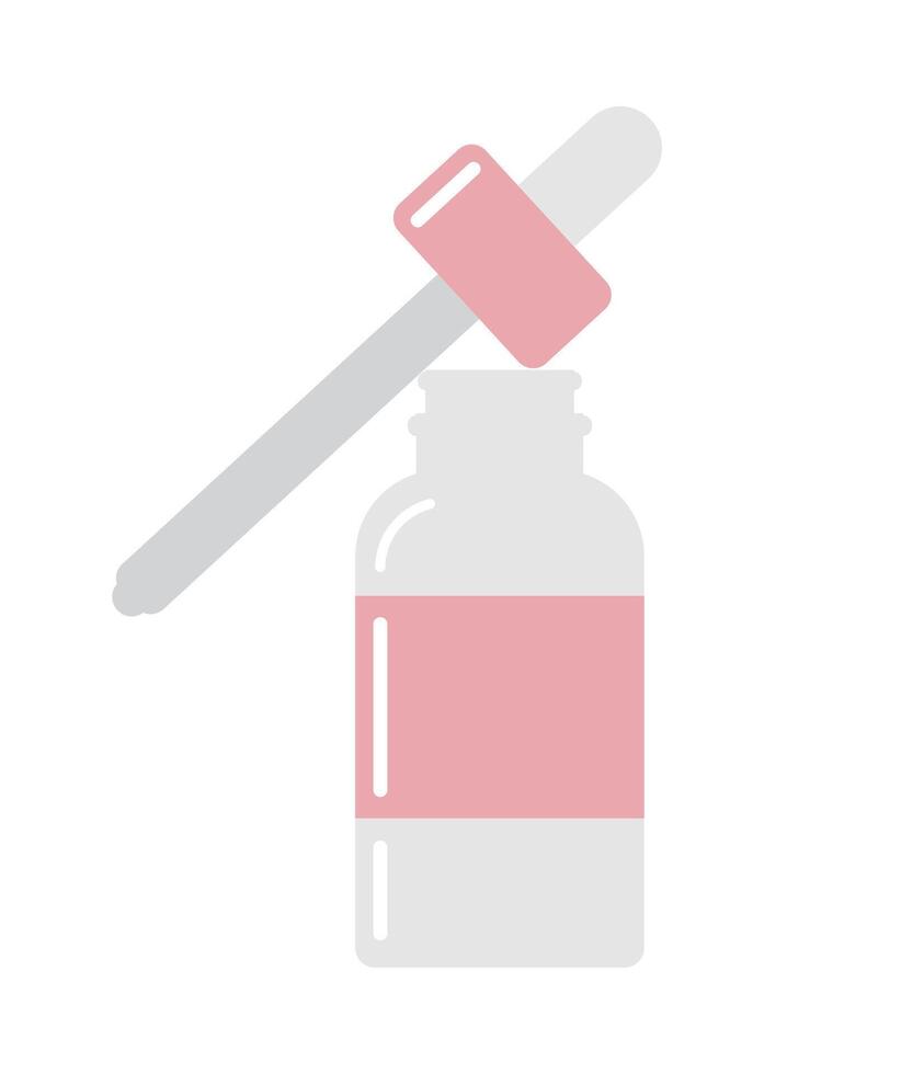 Flat cartoon open oil essence bottle isolated vector