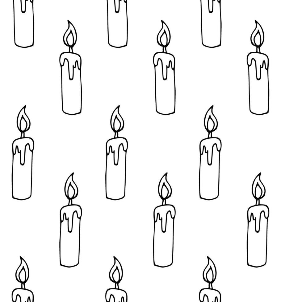 Seamless pattern of hand drawn doodle sketch candle vector