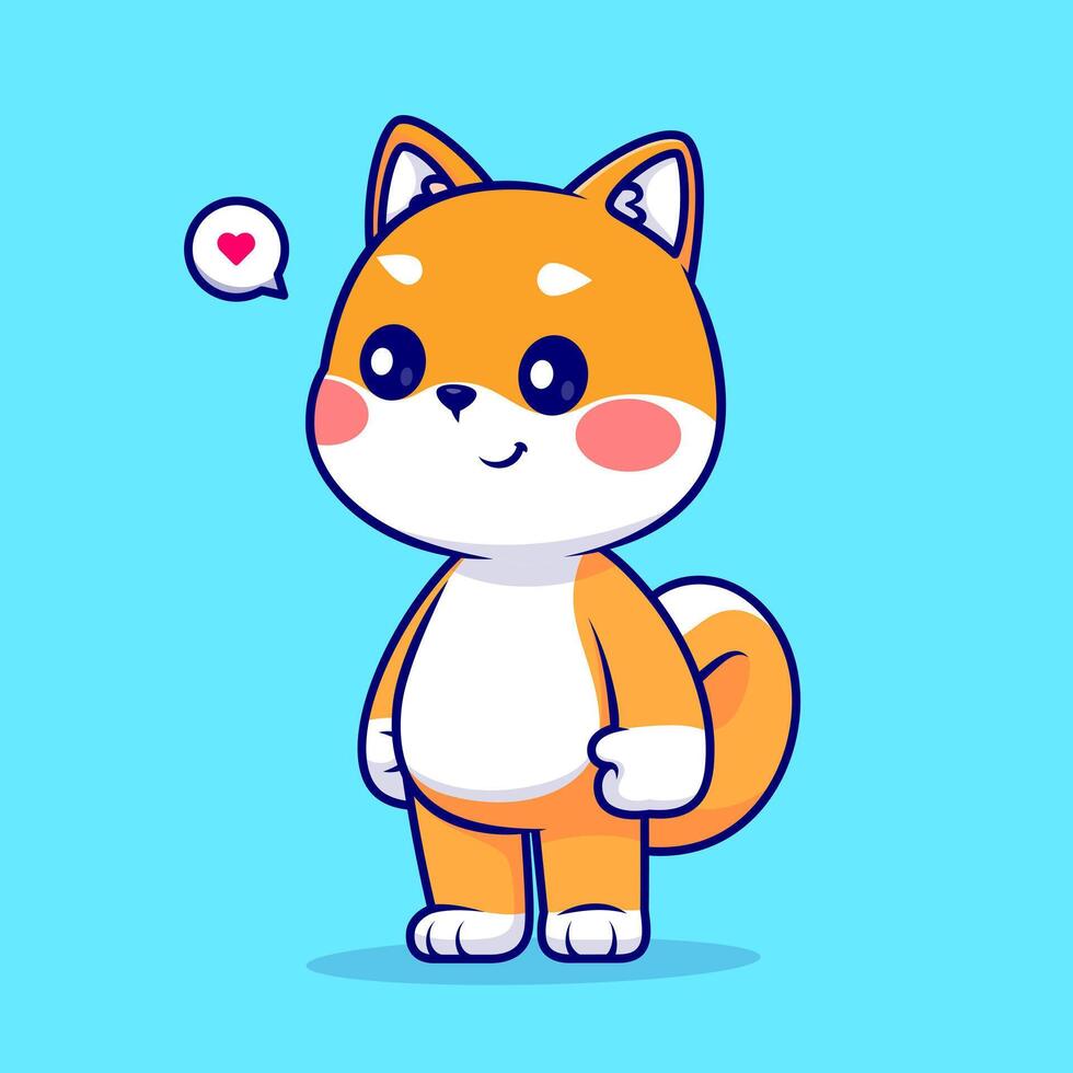 Cute Shiba Inu Dog Standing Cartoon Illustratiion vector