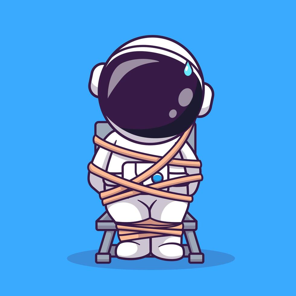 Cute Astronaut Strapped on Chair Cartoon vector
