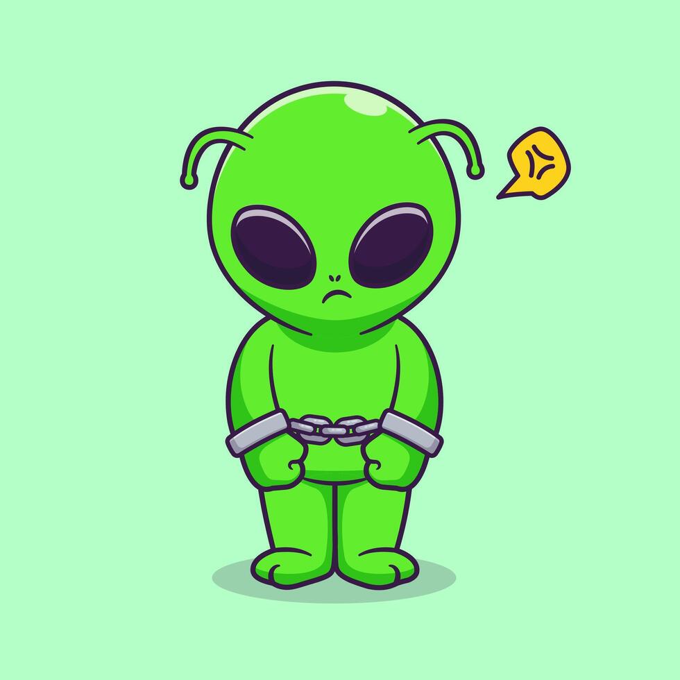 Cute Alien In Handcuffs Cartoon vector