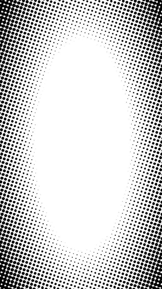Black and white halftone dot vertical background with empty space in the middle. Suitable for comics, prints, posters, etc. vector