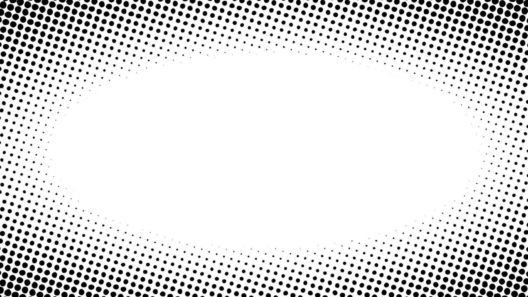 Black and white halftone dot background with empty space in the center. Suitable for comics, prints, posters, etc. vector