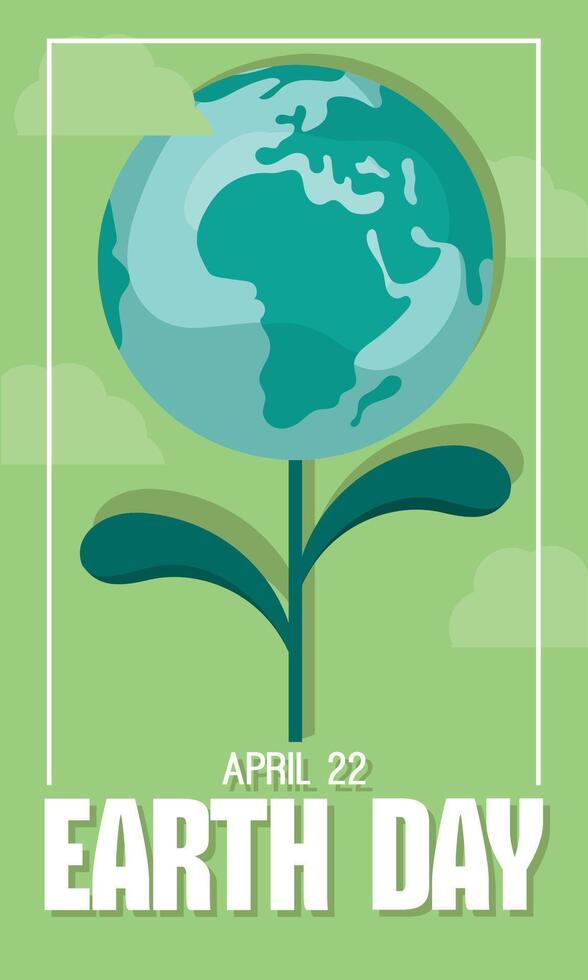 Earth Day poster with globe as flower on green background vector