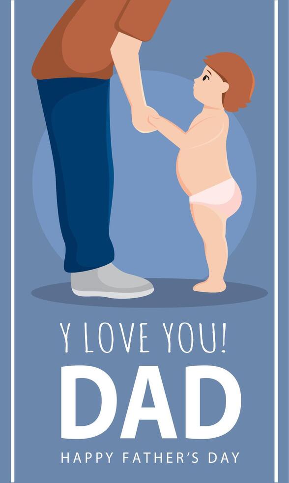Happy father day poster with father and kid characters vector
