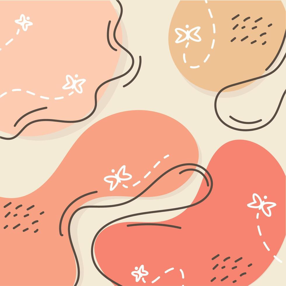 Butterfly path design with abstract shapes. vector