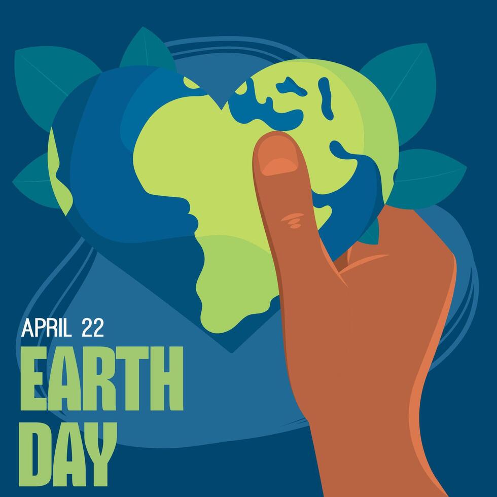 Earth Day poster with hand holding heart-shaped globe vector