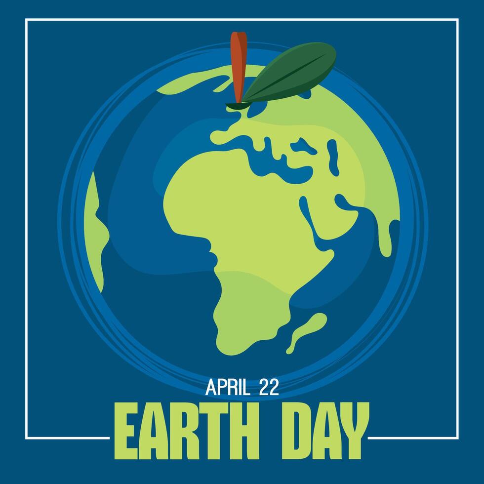 Earth Day poster with globe and small leaf sprout vector