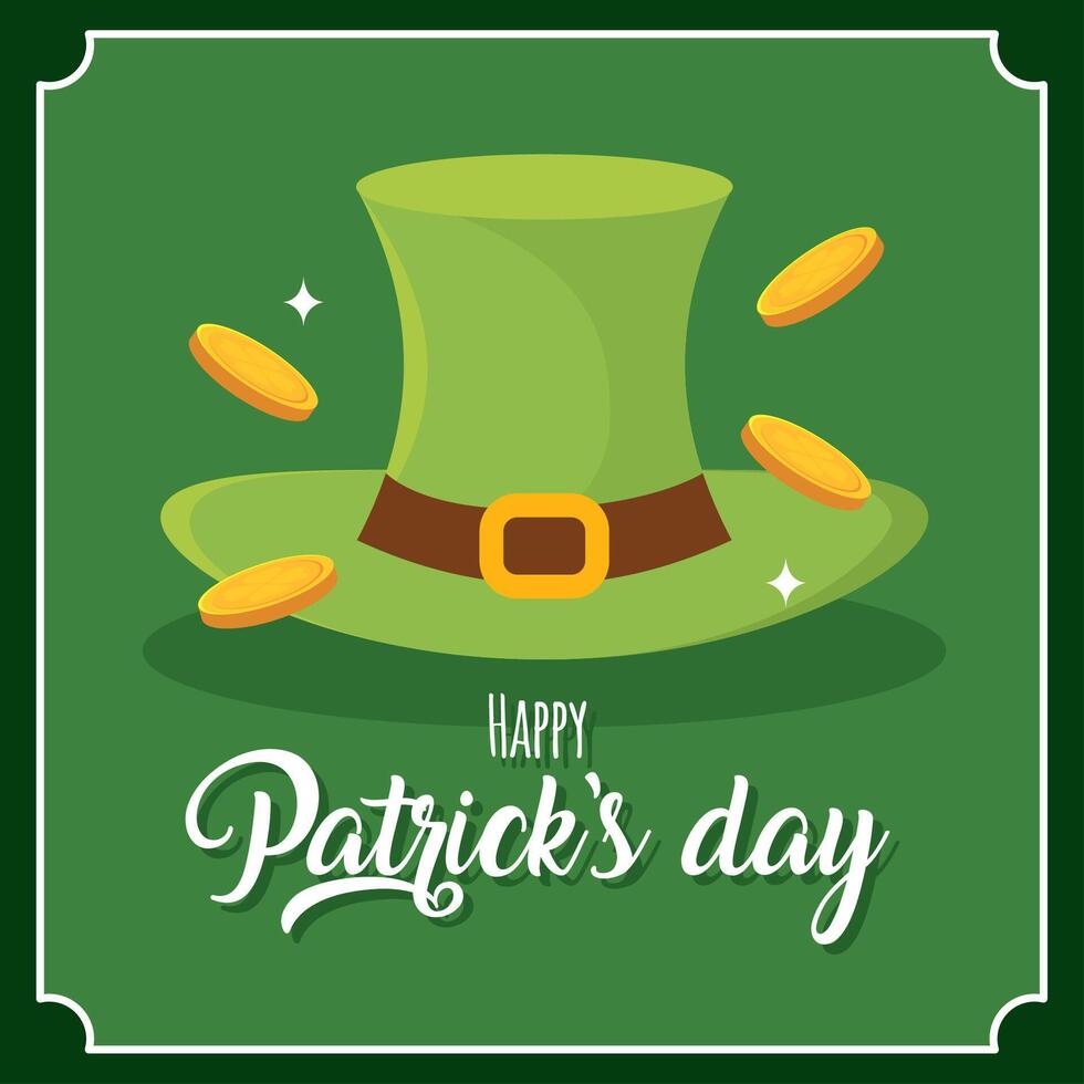 Leprechaun hat with floating gold coins. vector