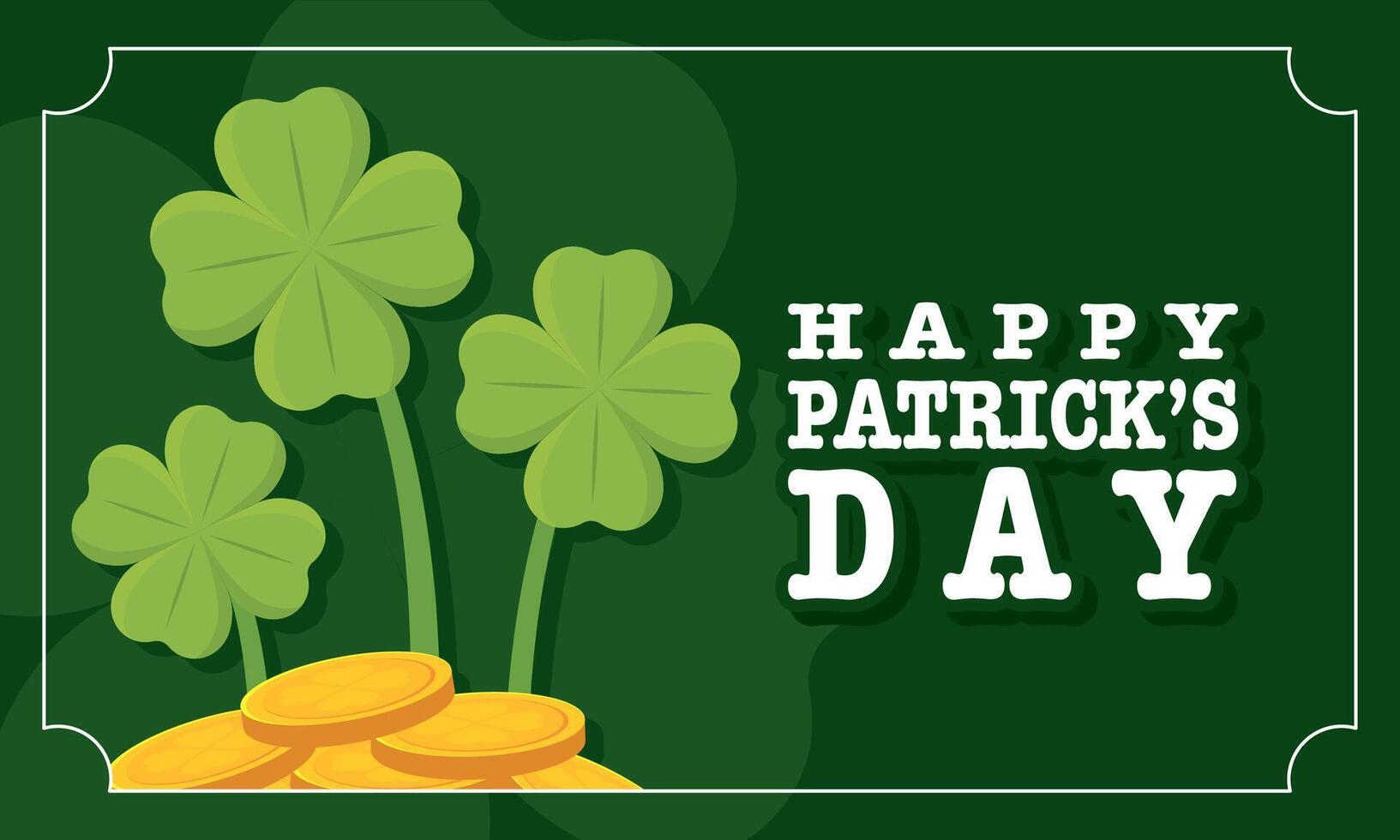 Clover and golden coin flat background. vector