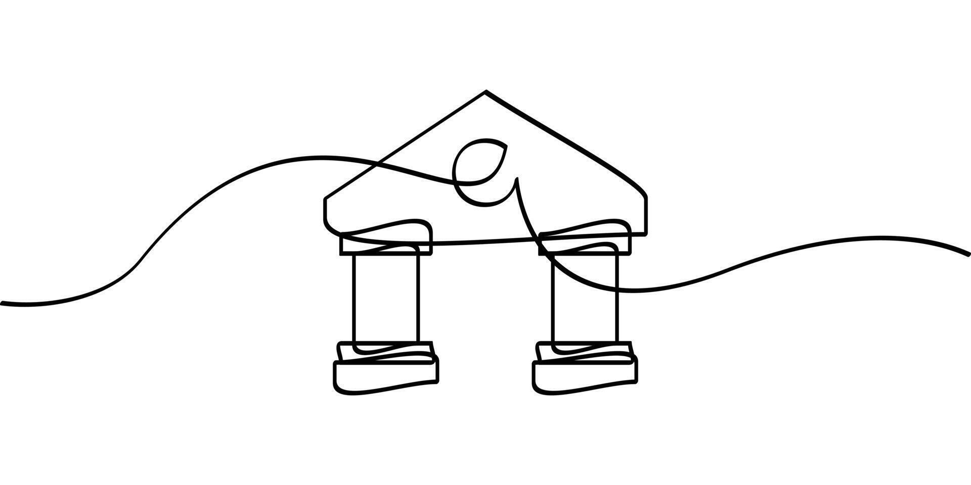 continuous line drawing of bank building symbol. abstract line art illustration vector