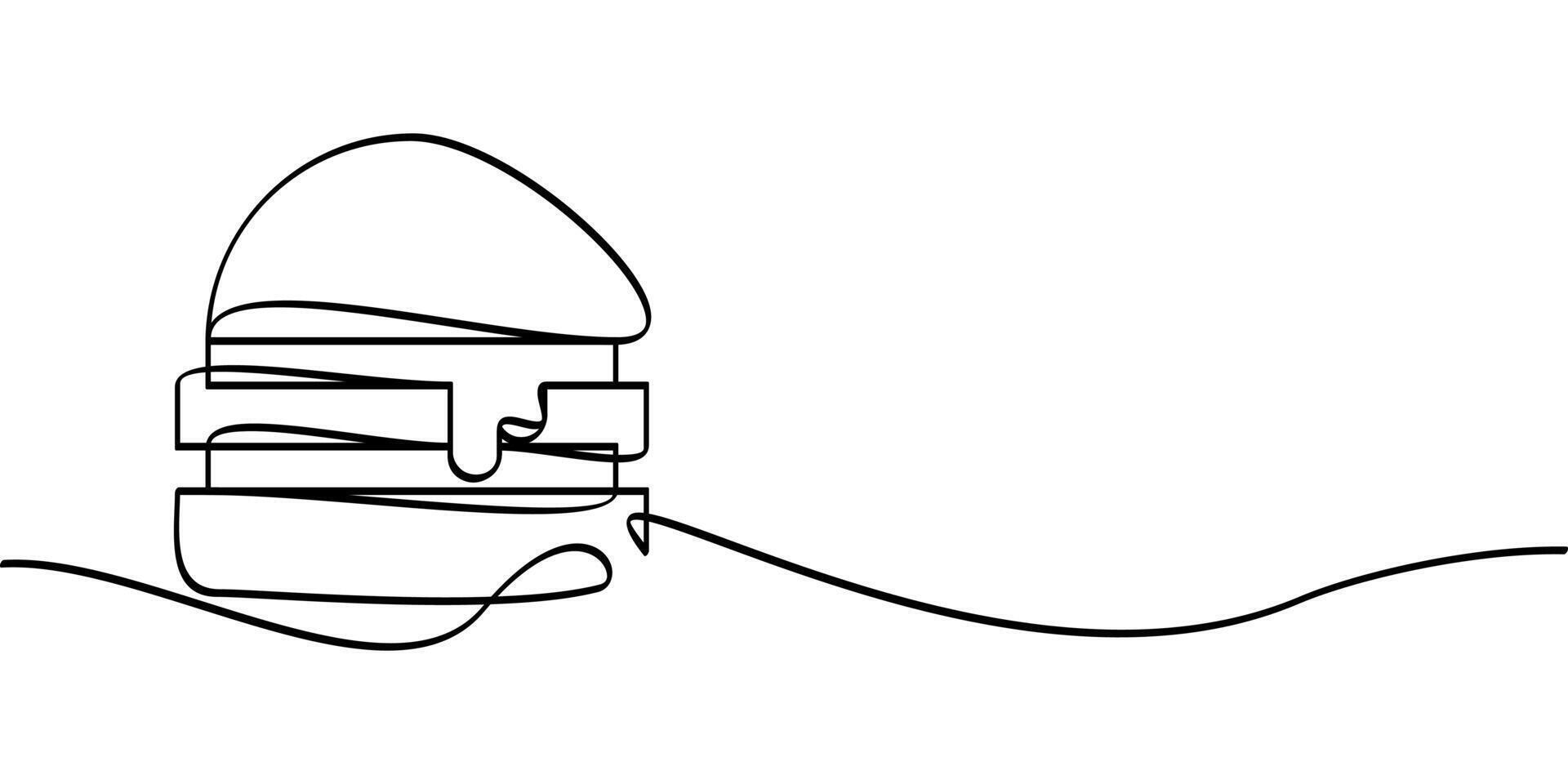 continuous line drawing of burger symbol. abstract line art illustration vector
