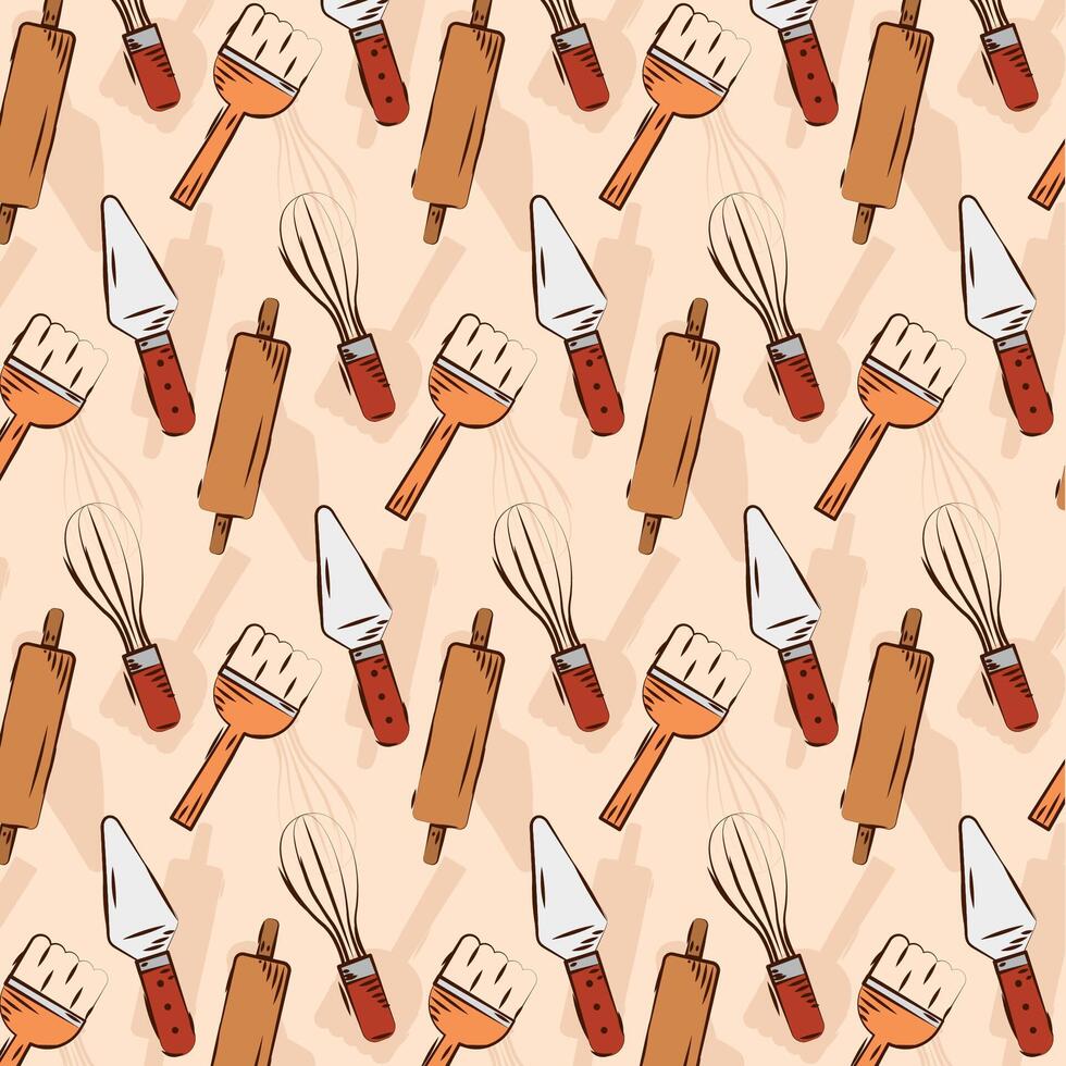 Baking utensils repeat. vector