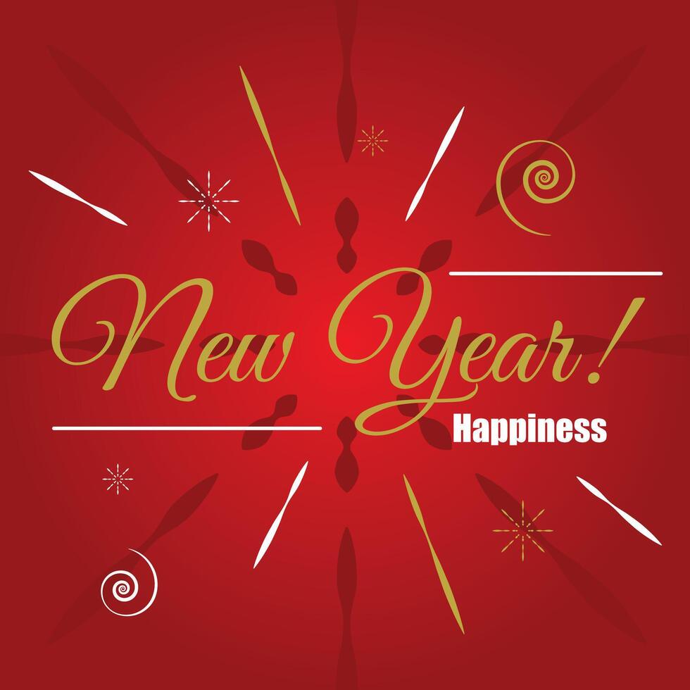 Red Happy new year invitational card vector
