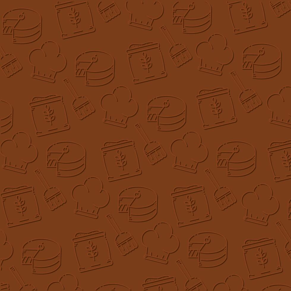 Embossed cake baking icons. vector