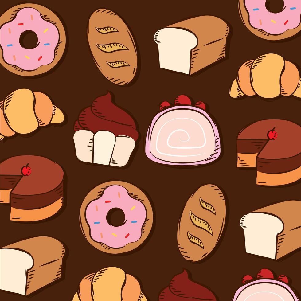 Colorful bakery pattern. vector