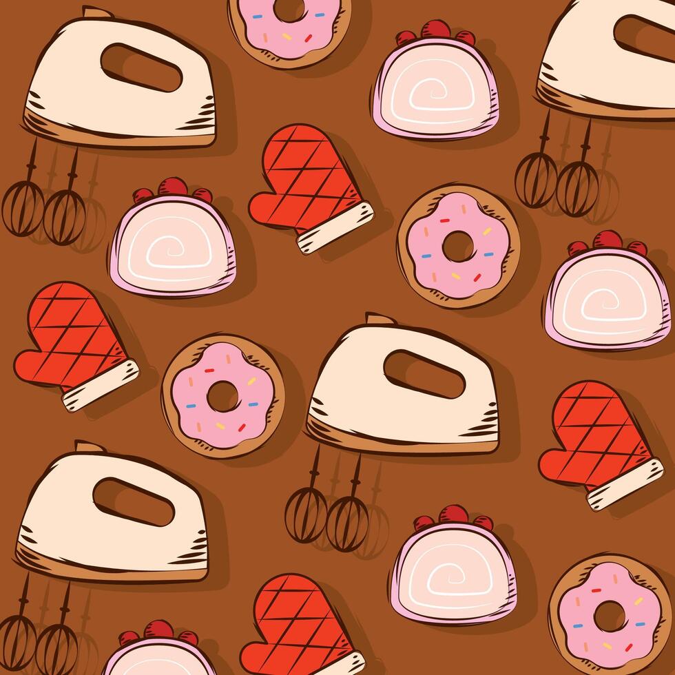 Mixer mitt donut repeat. vector