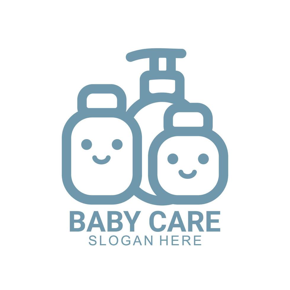 Modern Baby care logo with bottle vector