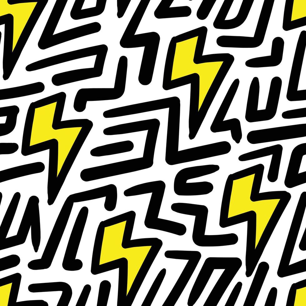 Flash light seamless pattern with doodle surroundings vector
