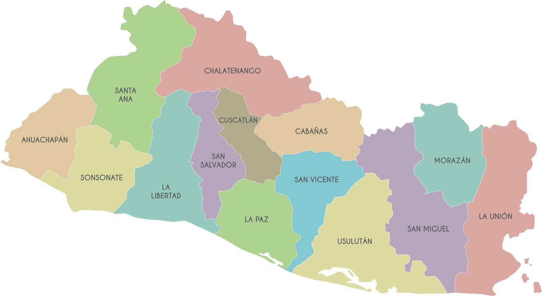 map of El Salvador with departments or regions and administrative divisions. Editable and clearly labeled layers. vector