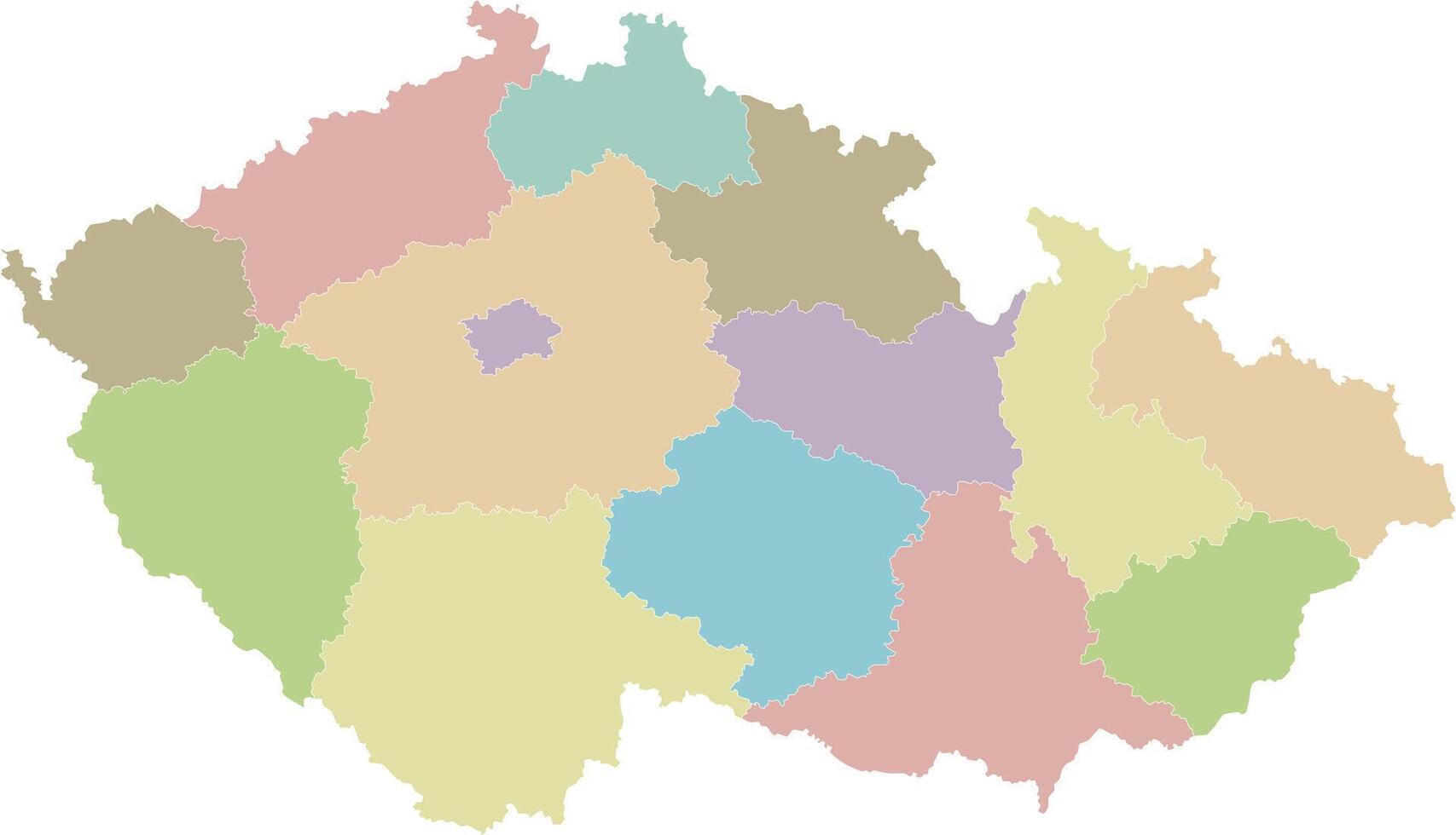 blank map of Czechia or Czech Republic with regions or territories and administrative divisions. Editable and clearly labeled layers. vector