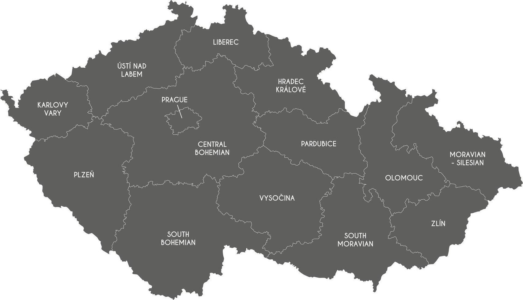 map of Czechia or Czech Republic with regions or territories and administrative divisions. Editable and clearly labeled layers. vector