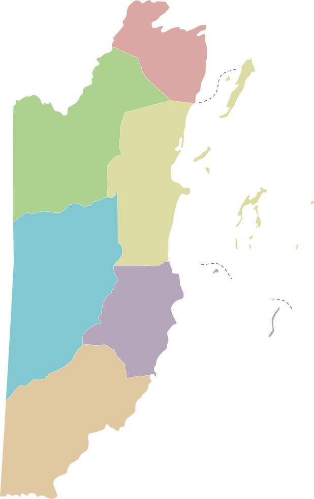 regional blank map of Belize with districts or territories and administrative divisions. Editable and clearly labeled layers. vector