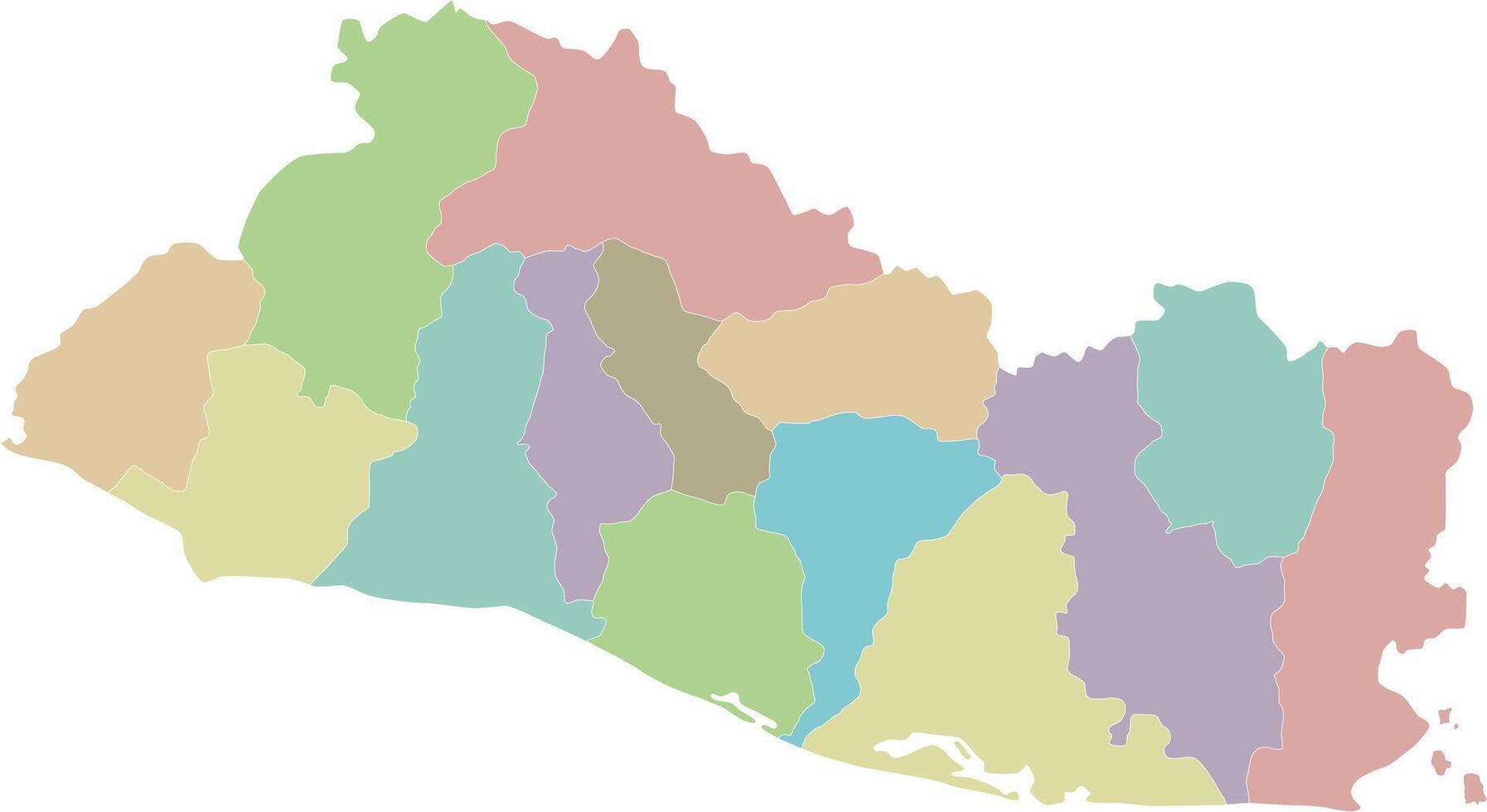 blank map of El Salvador with departments and administrative divisions. Editable and clearly labeled layers. vector