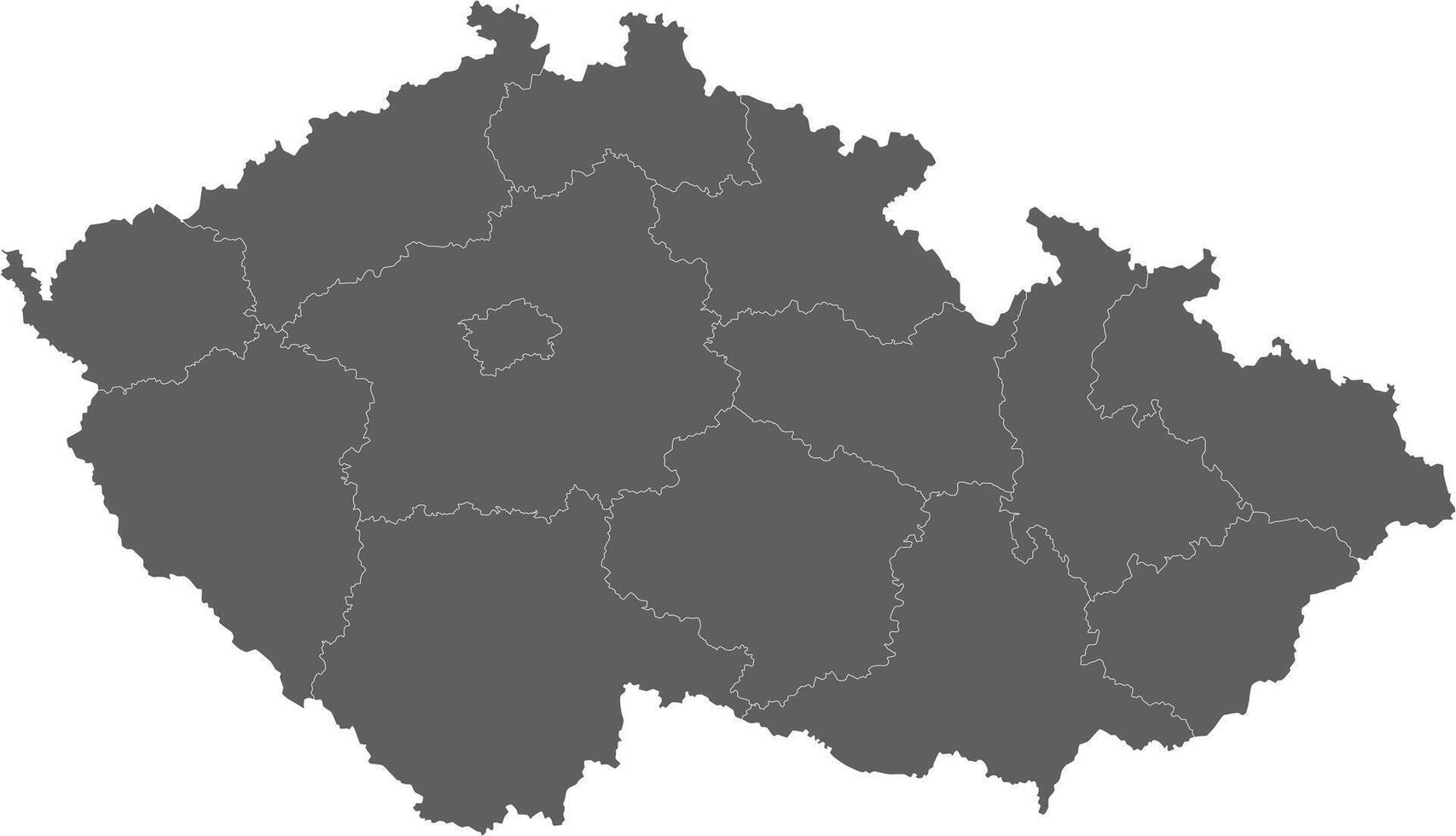 blank map of Czechia or Czech Republic with regions and administrative divisions. Editable and clearly labeled layers. vector