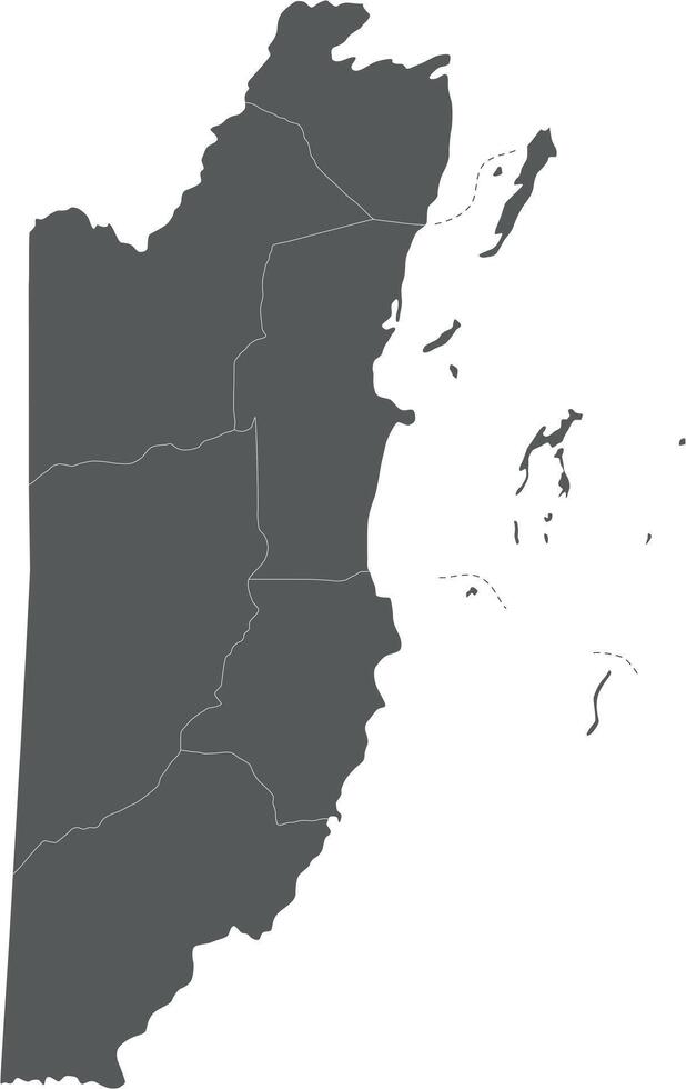 regional blank map of Belize with districts and administrative divisions. Editable and clearly labeled layers. vector