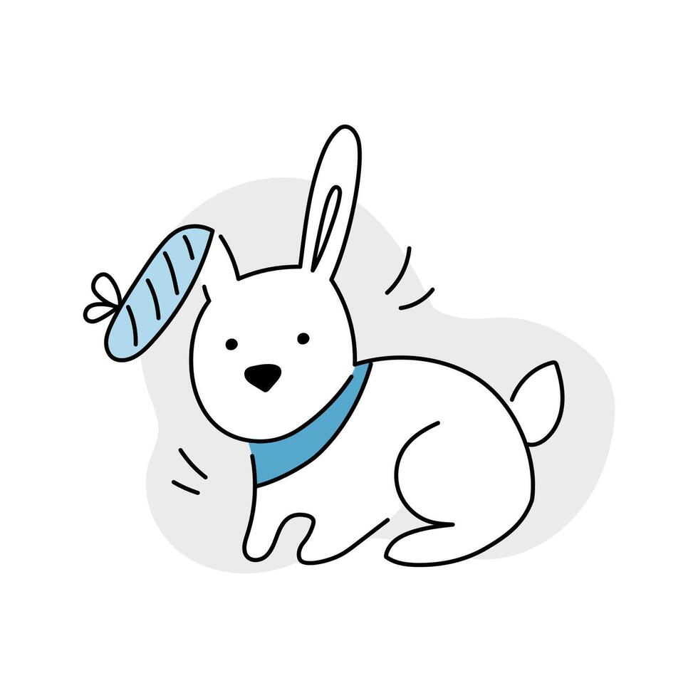 Sick rabbit line doodle icon vector
