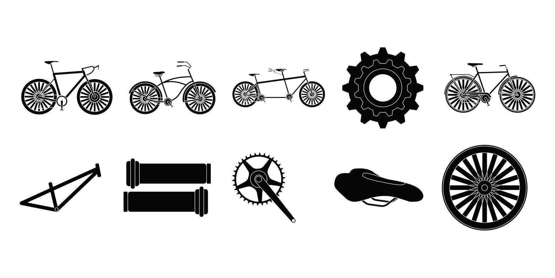 Classic bicycles silhouette set illustration vector