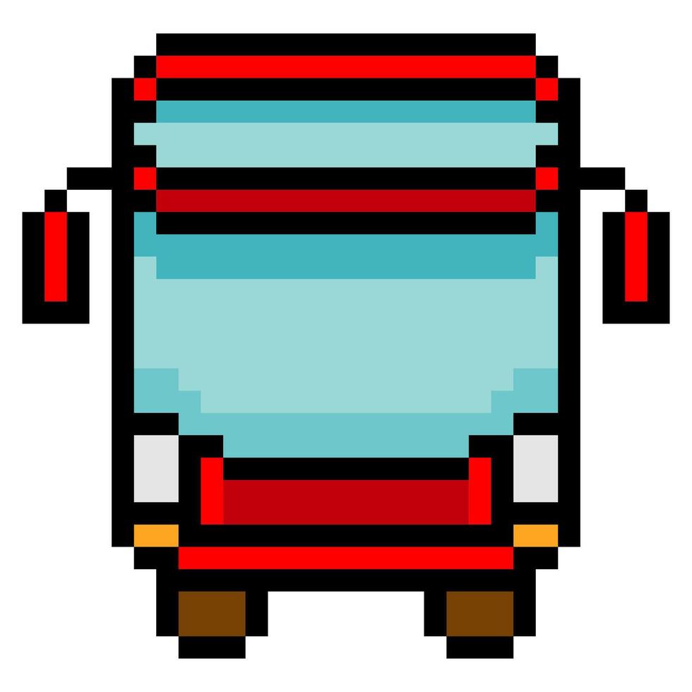 Bus front view in pixel art vector