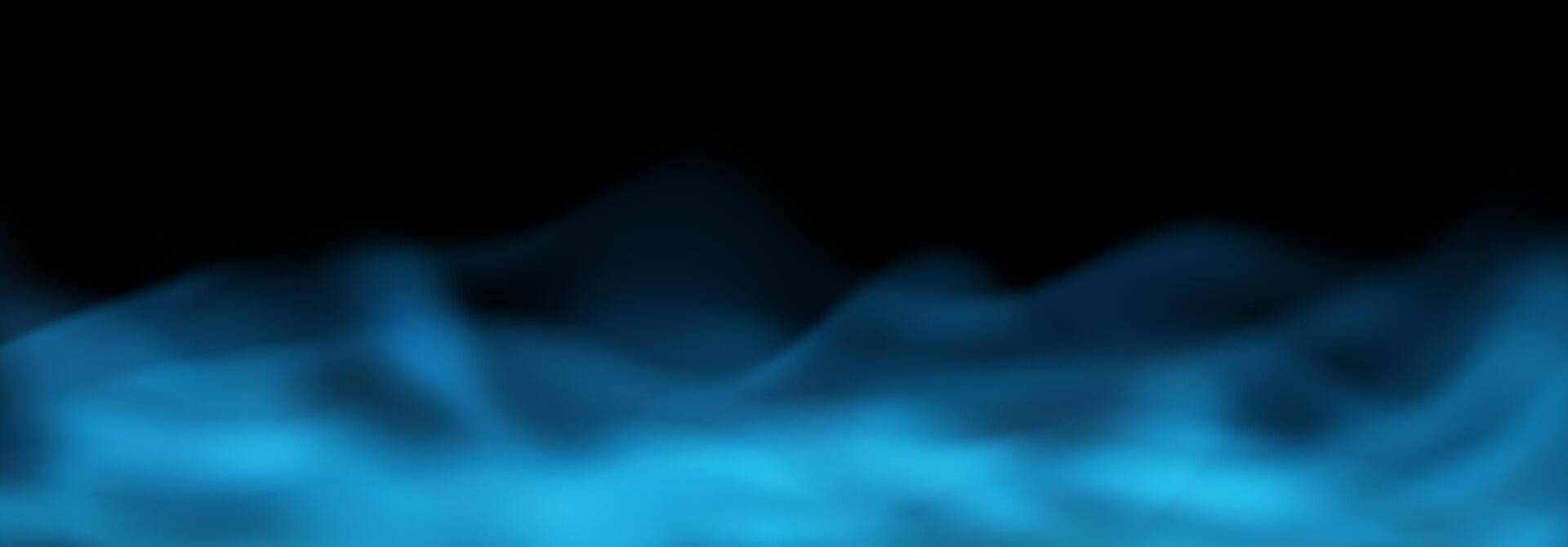 Realistic 3D blue fog, smoke or white smog clouds on floor. Morning mist covering ground or water surface in perspective view. Steam ring at nightclub, mystical haze or natural evaporation effect. Eps vector