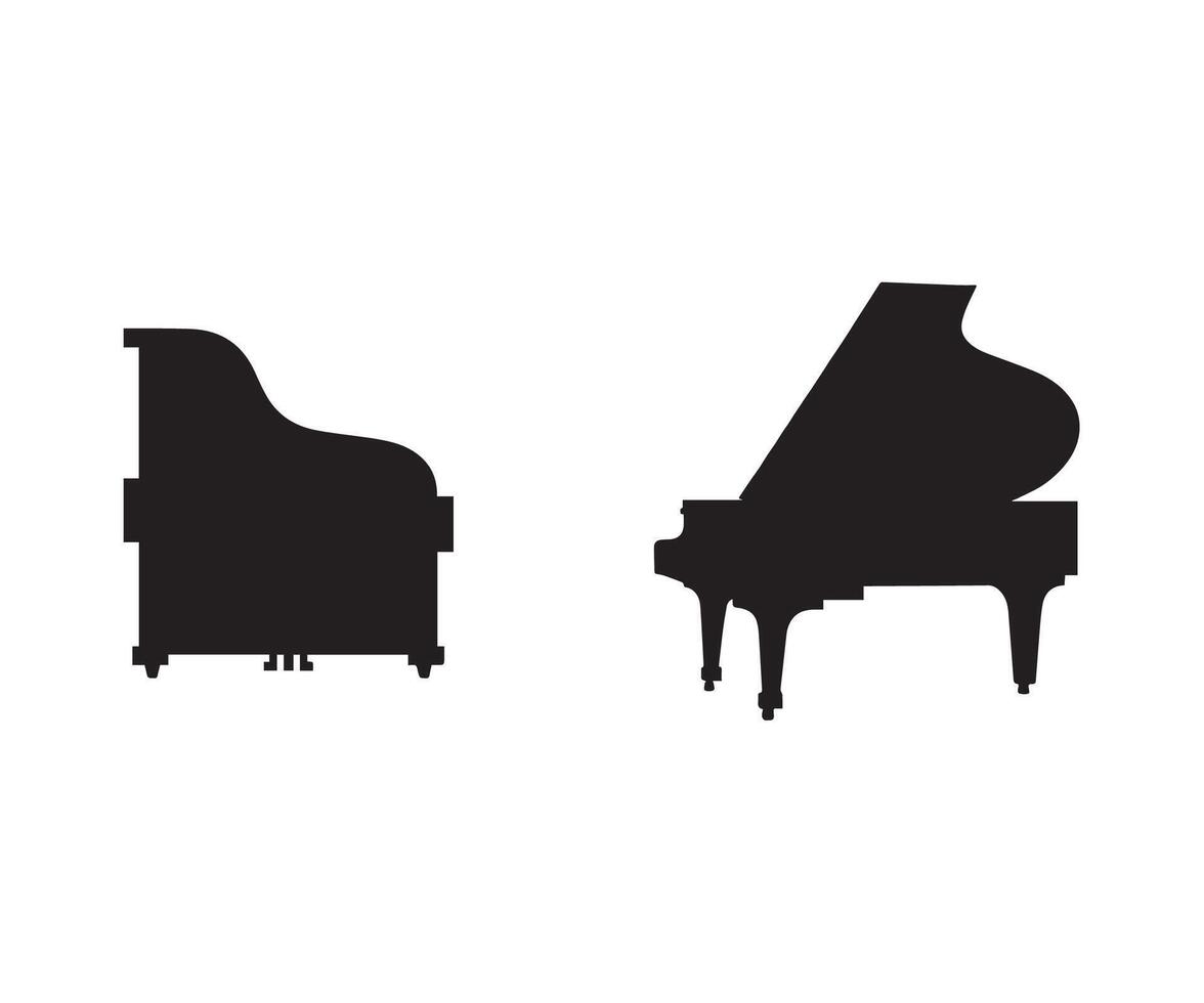 Silhouettes of Upright and Grand Pianos in Contrast vector