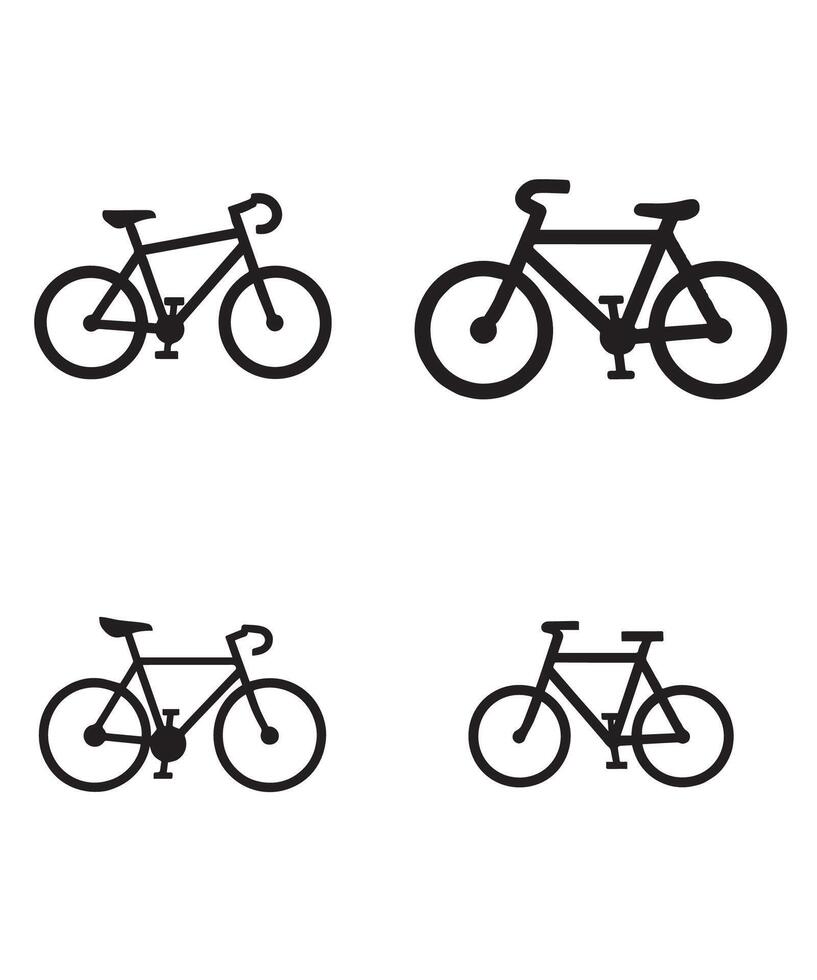 Various Bicycle Silhouettes in Black and White Design vector