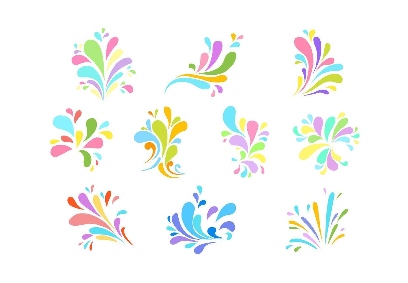 A vibrant collection of abstract color ink splash illustrations, for modern designs, creative backgrounds, posters, and expressive art projects vector