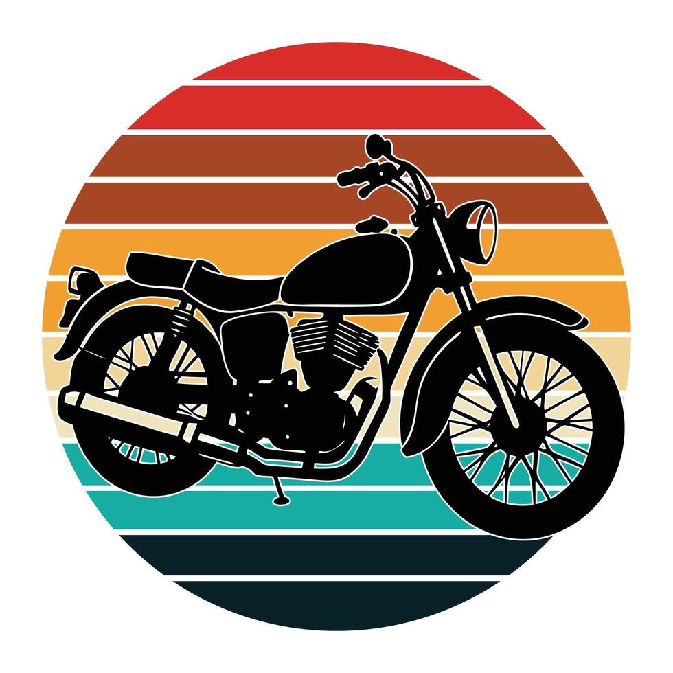 motor bike silhouette on retro vintage background vector